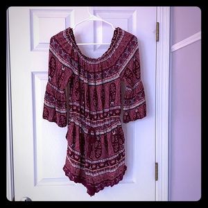 2/$15 🌸 Forever 21 boho romper with lace trim